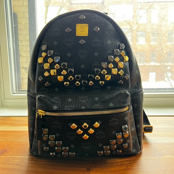 MCM Other - MCM Black Leather Studs Backpack